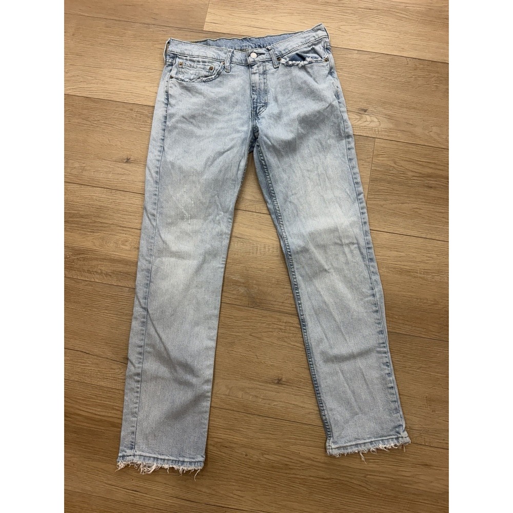 Levi's 514 Jeans Mens 32x32 Light Wash Distressed Stretch Straight Leg Denim